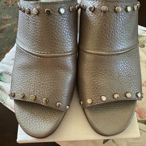 Brighton Women's Silver Studded Mules